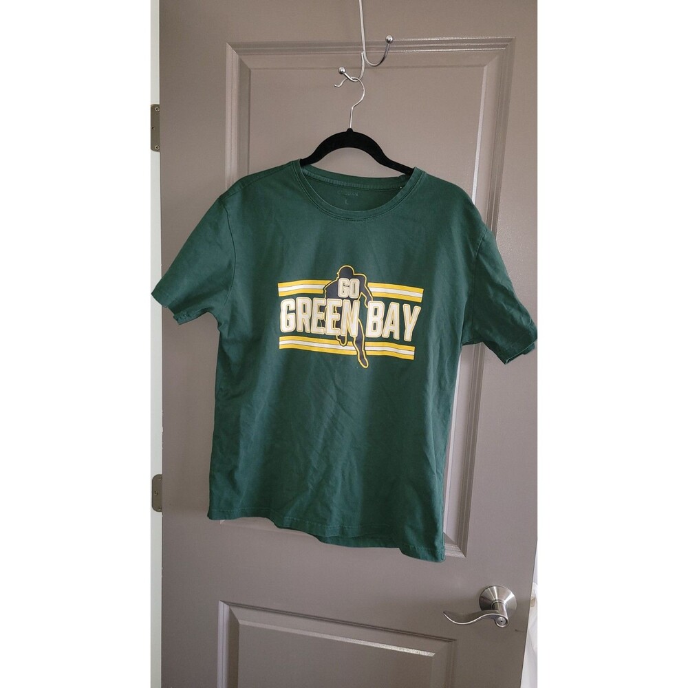Green Bay Packers T-Shirt Green Graphic Go Green Bay Football Tee Men's Large